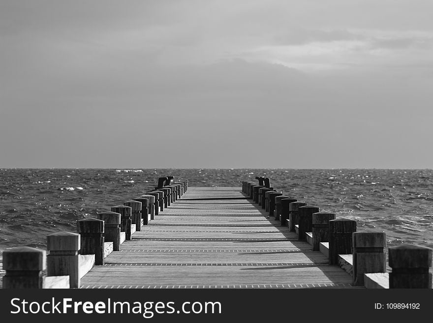 Beach, Black-and-white, Boardwalk