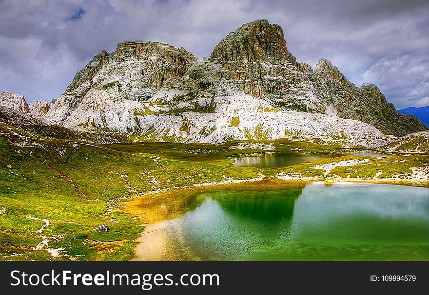 Clouds, Grass, Lake