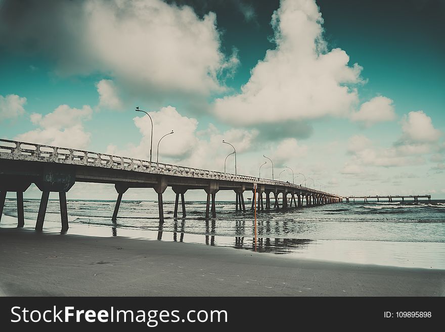 Beach, Bridge, Clouds