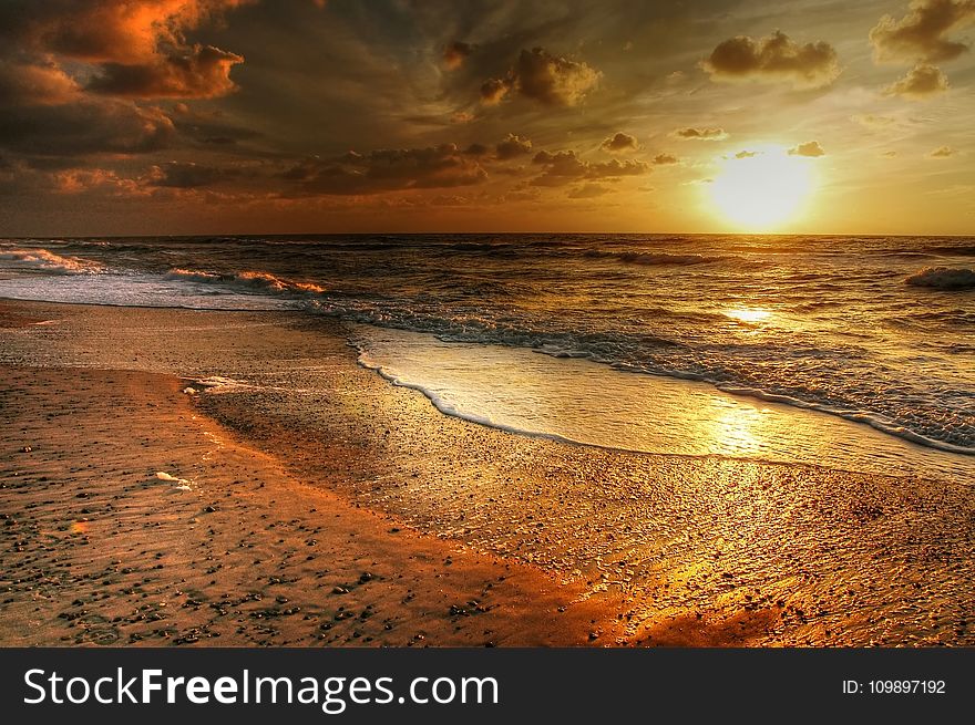 Afterglow, Beach, Clouds