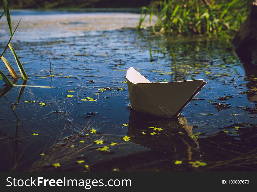 Photo of White Paper Boat on Body of Water