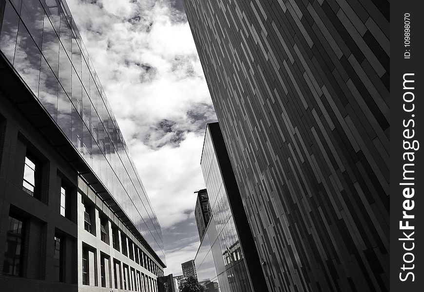 Alley, Black-and-white, Buildings