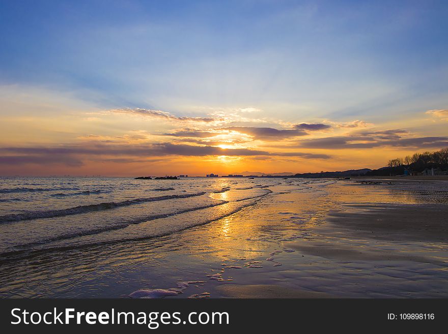 Beach, Clouds, Dawn