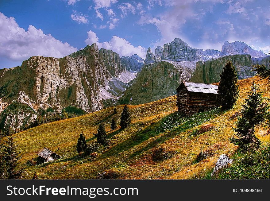 Cabin, Clouds, Countryside