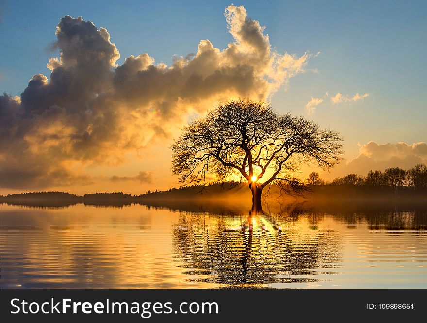 Clouds, Dawn, Lake