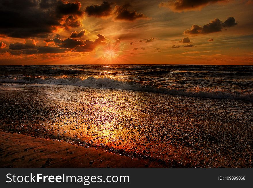 Afterglow, Beach, Clouds