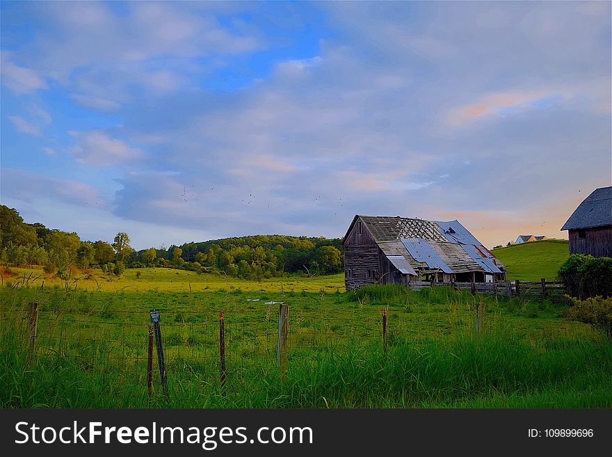 Agriculture, Barn, Clouds