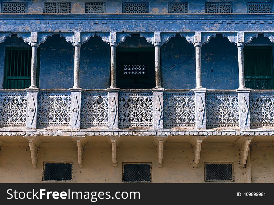 Architecture, Balcony, Blue