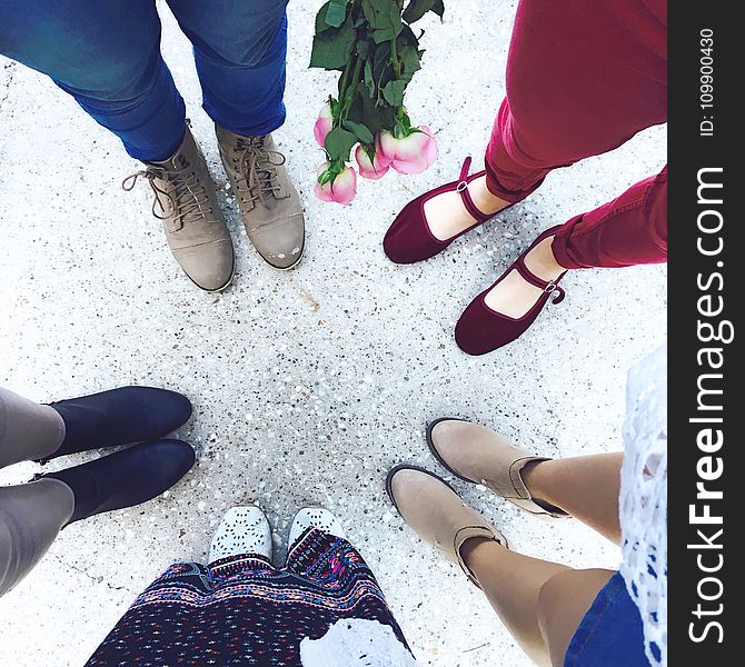 Five Person Wears Footwear At Daytime