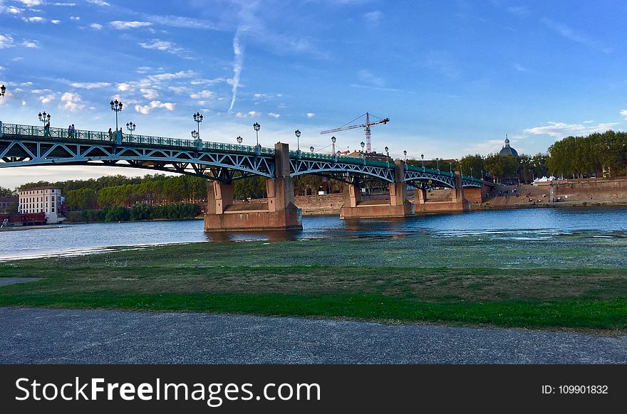 Bridge, City, Clouds