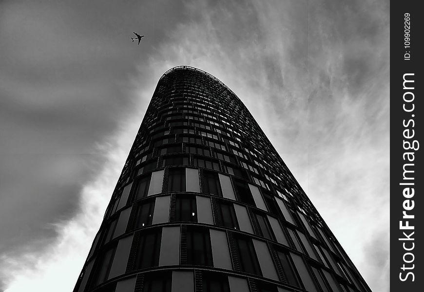 Airplane, Architecture, Black-and-white