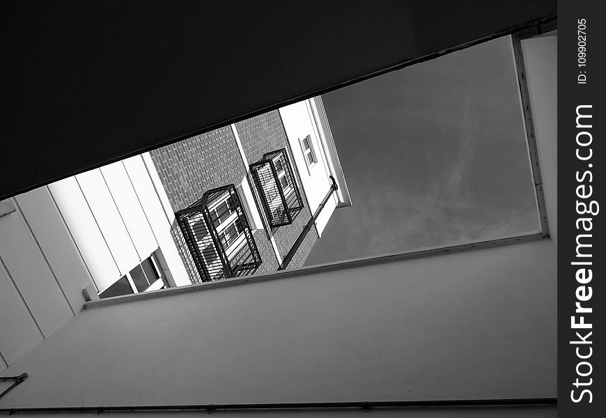 Balconies, Black-and-white, Building