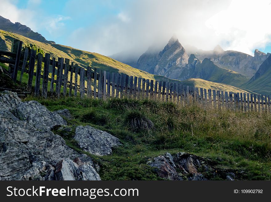 Calm, Clouds, Fence