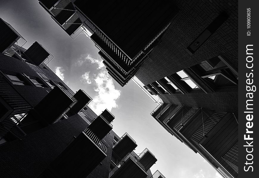 Architecture, Balconies, Black-and-white