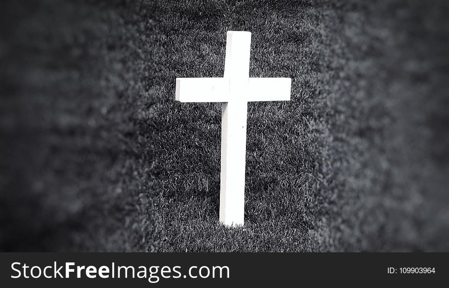 Black-and-white, Cemetery, Cross