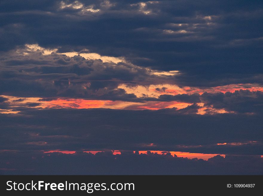 Sunset View Covered by Cloudy Sky