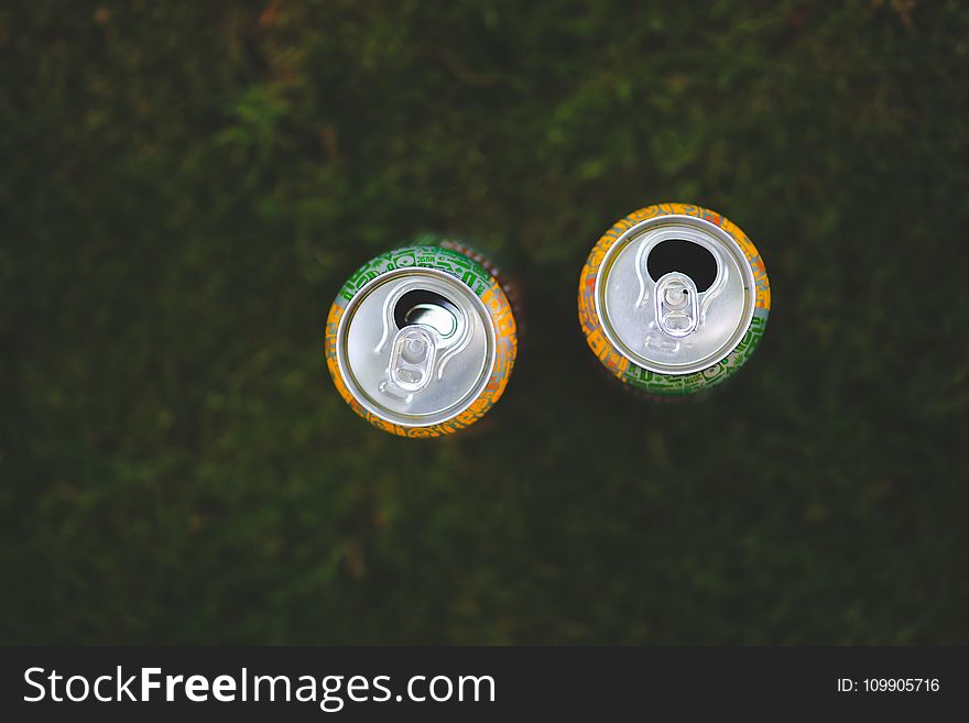 Cans in the grass