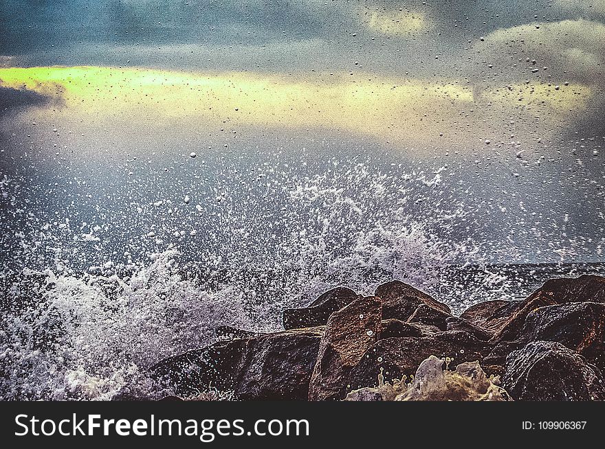 Water Splashing on Seashore