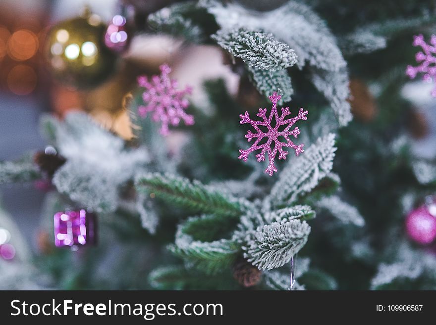 Pink Snowflake. Christmas Tree Decoration