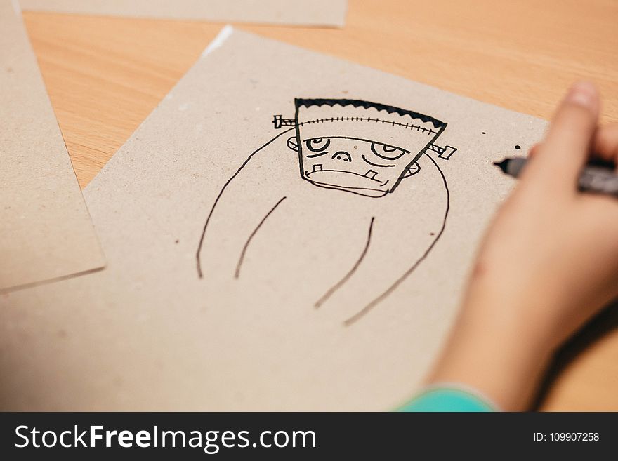 Kid Draws Cartoon Character Figure