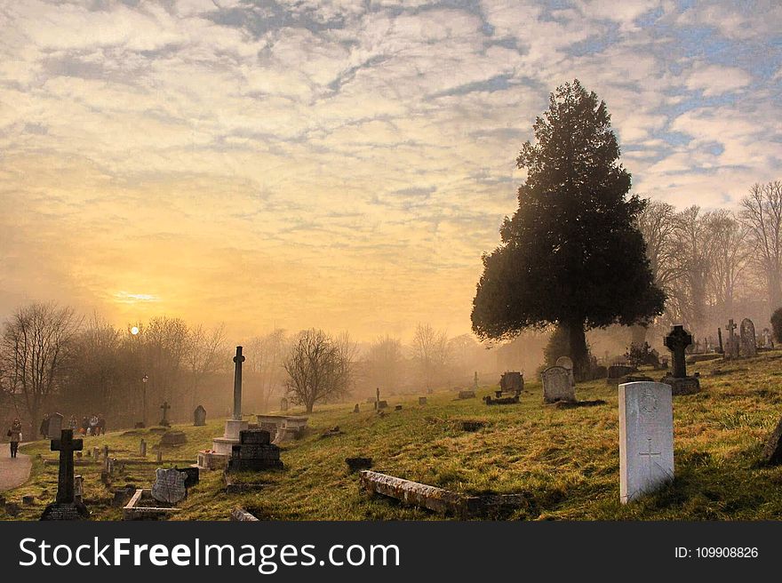 Cemetery Under the Cloudy Sky