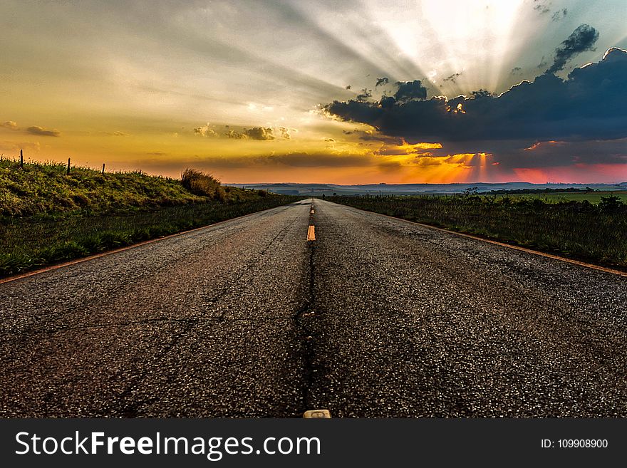 Roadway during Golden Hour