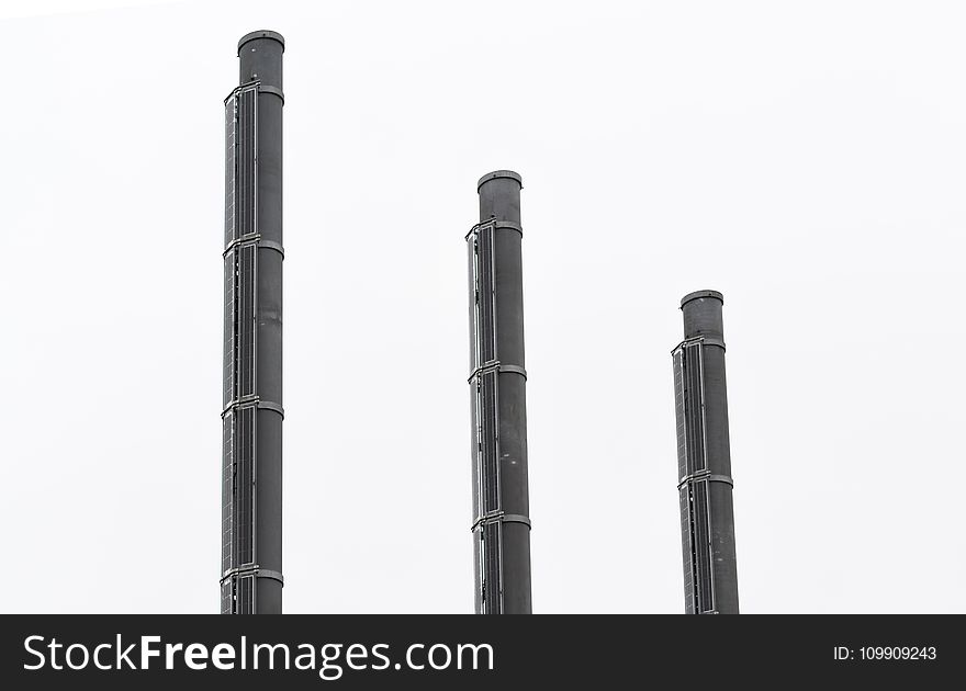 Three Black Steel Industrial Chiminea