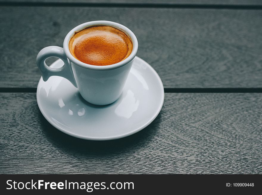 White Ceramic Mug and Saucer