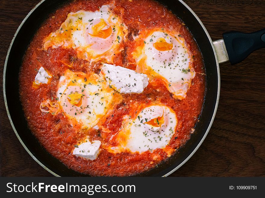 Round Frying Pan With Eggs