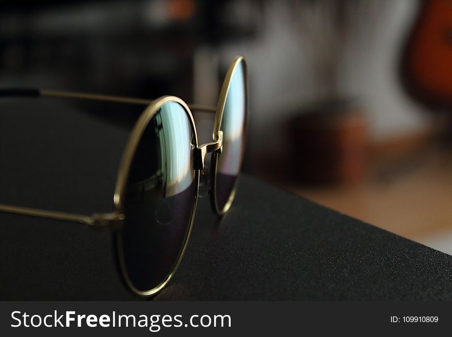 Gold Frame Black Lens Eyeglasses