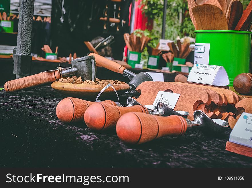 Brown Wooden Tools On Table