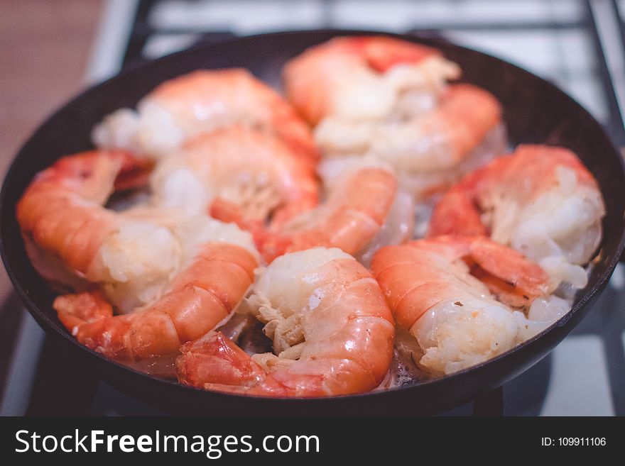 Shrimp on Black Pan