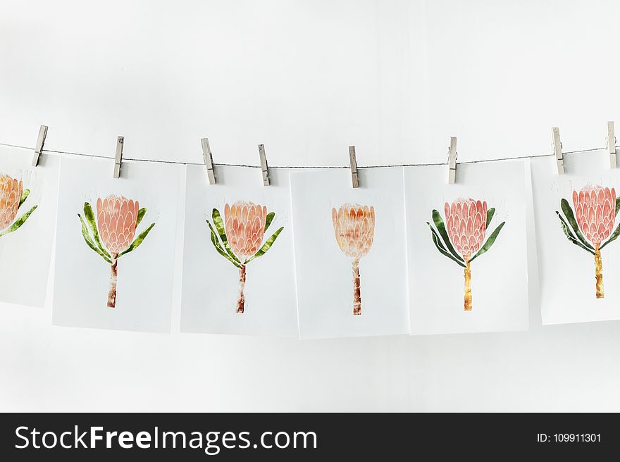 White Paper With Orange Flower Print Lot
