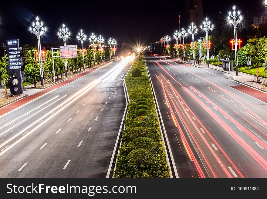 Time-lapse Photography of Cars on Road