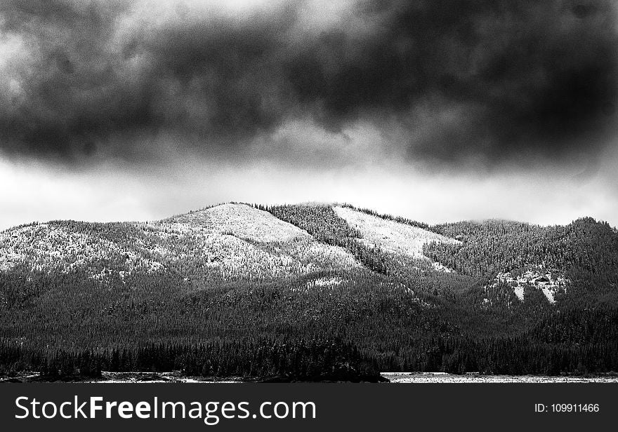 Grayscale Photo Of Mountain