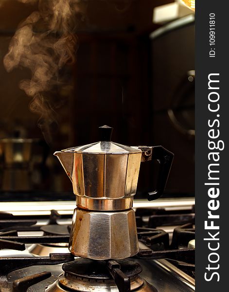 Stainless Steel Coffee Maker on Stove