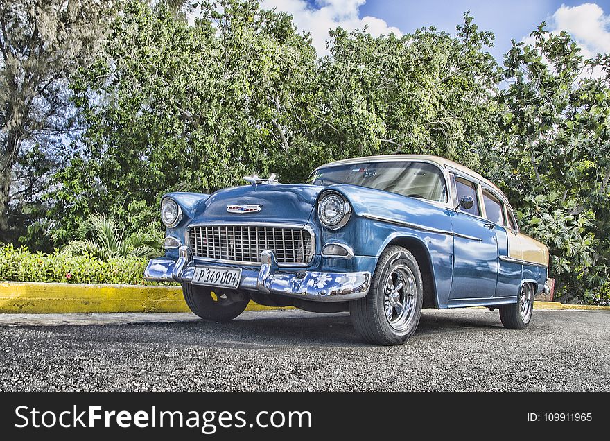 Vintage Blue Sedan