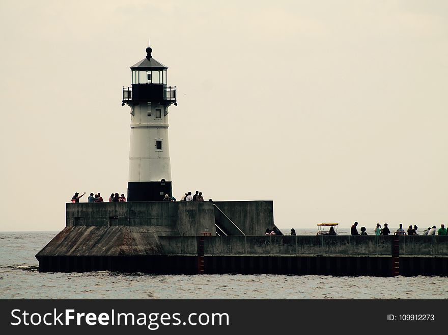 Black and White Light House at Daytime