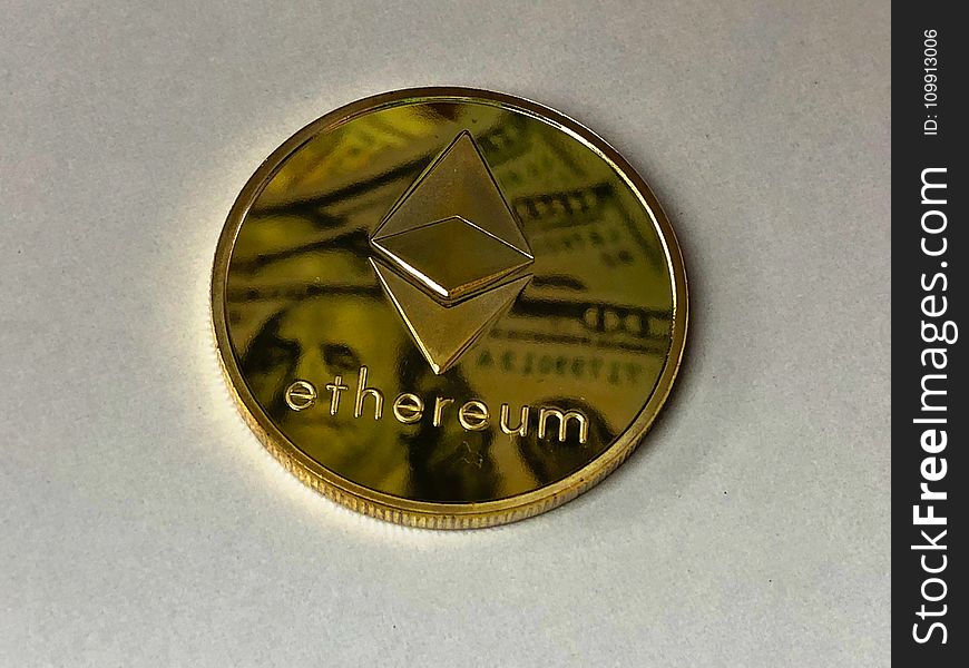 Round Gold-colored Ethereum Ornament