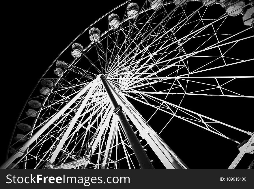 Grayscale Photography of Ferris Wheel