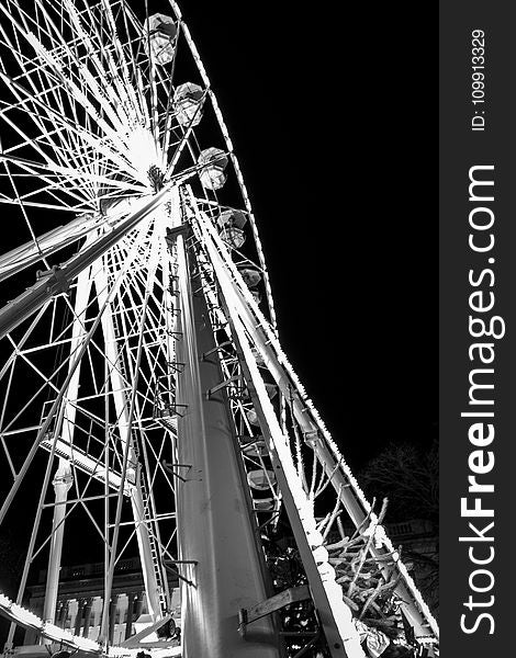 Grayscale Photo Of Ferris Wheel