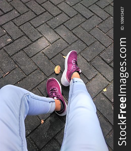 Person Wears Purple Low-top Sneakers