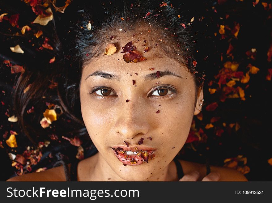 Photography of Woman Whose Lying on Dried Leaves