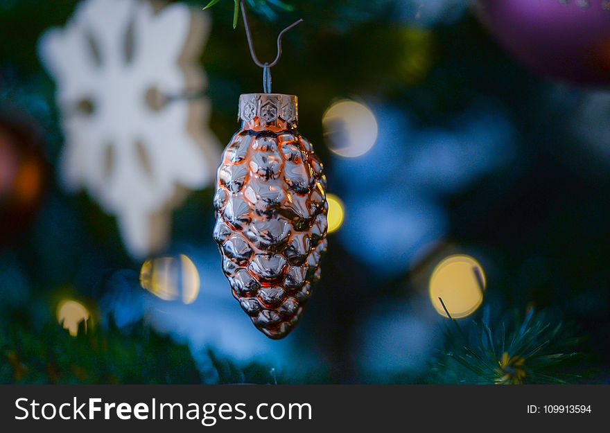 Amber Glass Pine Cone Ornament