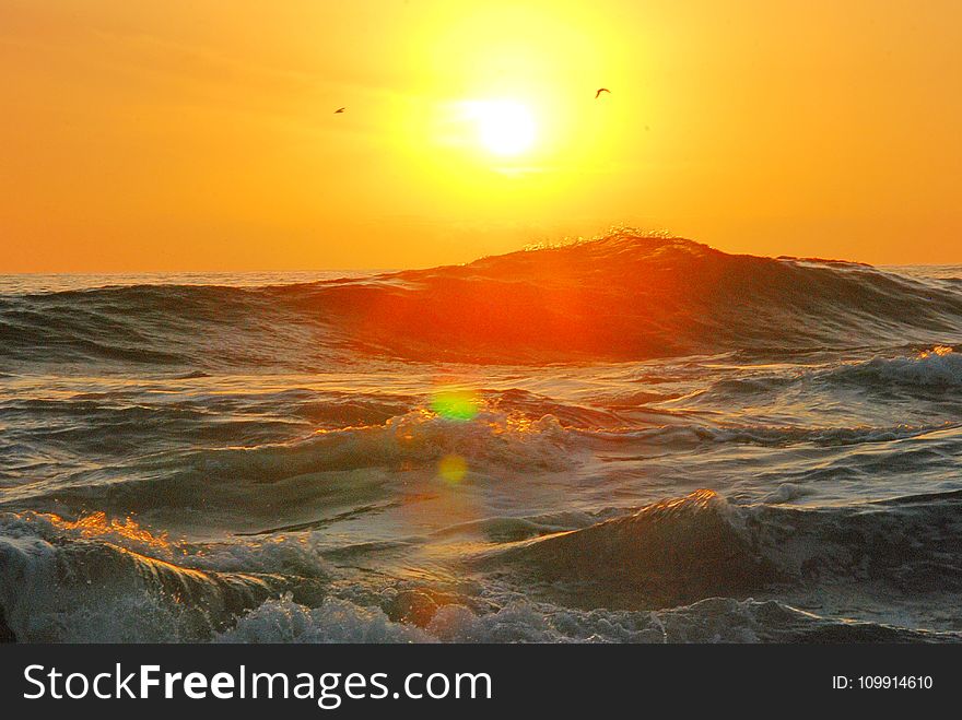 Photography of Ocean Wave during Golden Hour