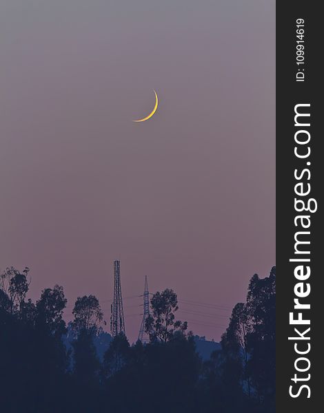 Crescent Moon during Night