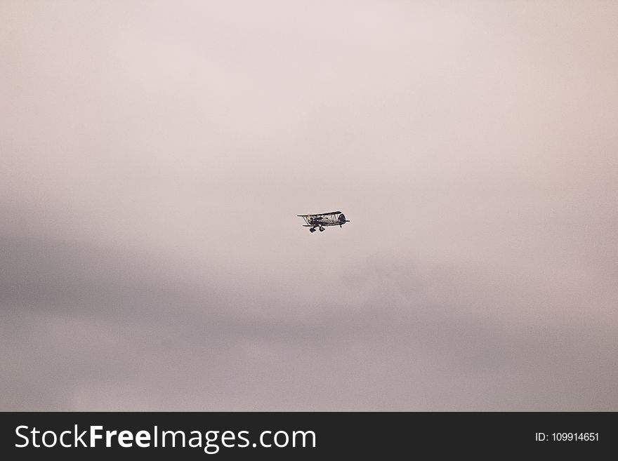 Gray And Black Biplane