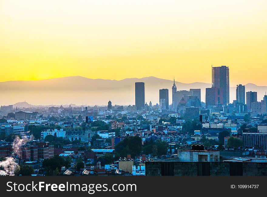 High Angle Photography of High-rise Building during Golden Hour