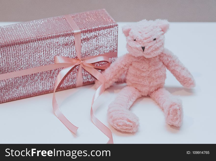 Pink Bear Plush Toy With Box