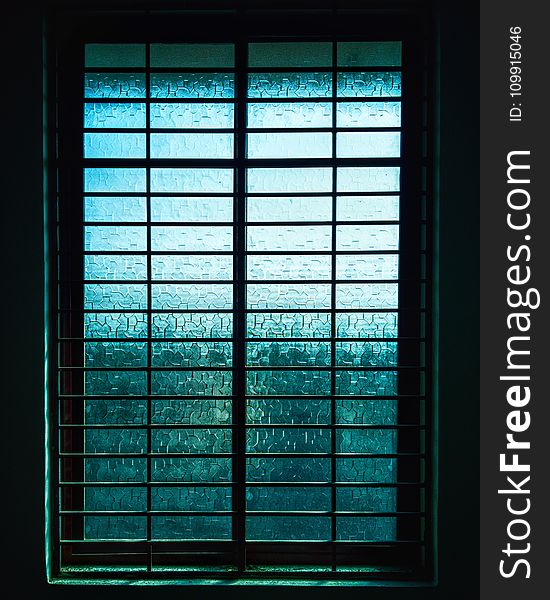 Closed Black Metal-framed Frosted Glass Windowpane